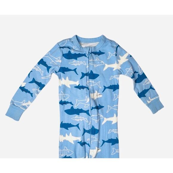 Old Navy (2) Toddler Zipper Footies Sleeper Romper Sharks Cosmos Planets sz 2T - Picture 2 of 9